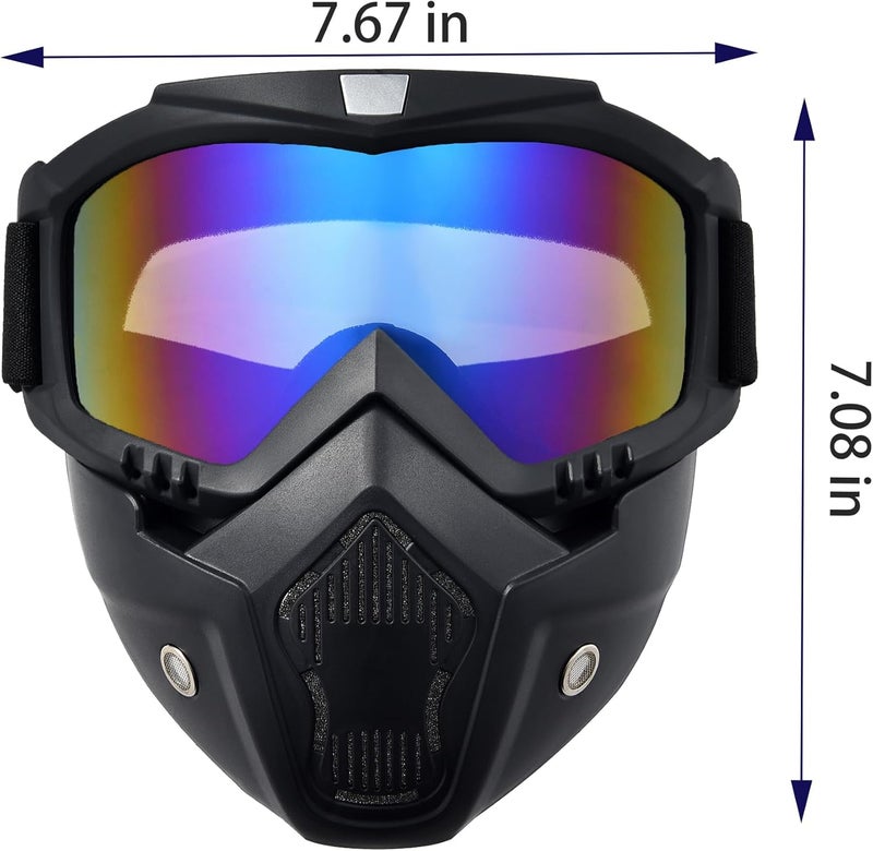 CROSSBODY Motorcycle Helmet Riding Goggles Glasses with Removable Face Mask,Vintage Bullet Fight Motocross,Paintball Mask Anti Fog,Tactical Full Face Mask Ski Mask Goggles Detachable Adjustable - Image 4